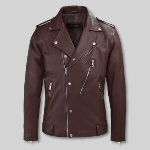 Beast Burgundy Biker Leather Jacket