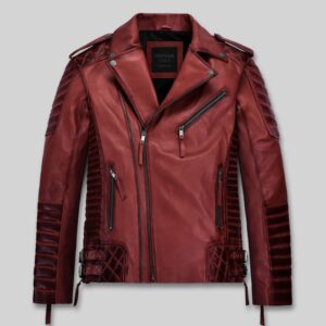 Charles Burnt Red Leather Jacket
