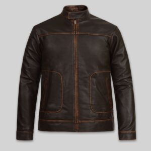 Reggie Rubbed Dark Brown Leather Jacket